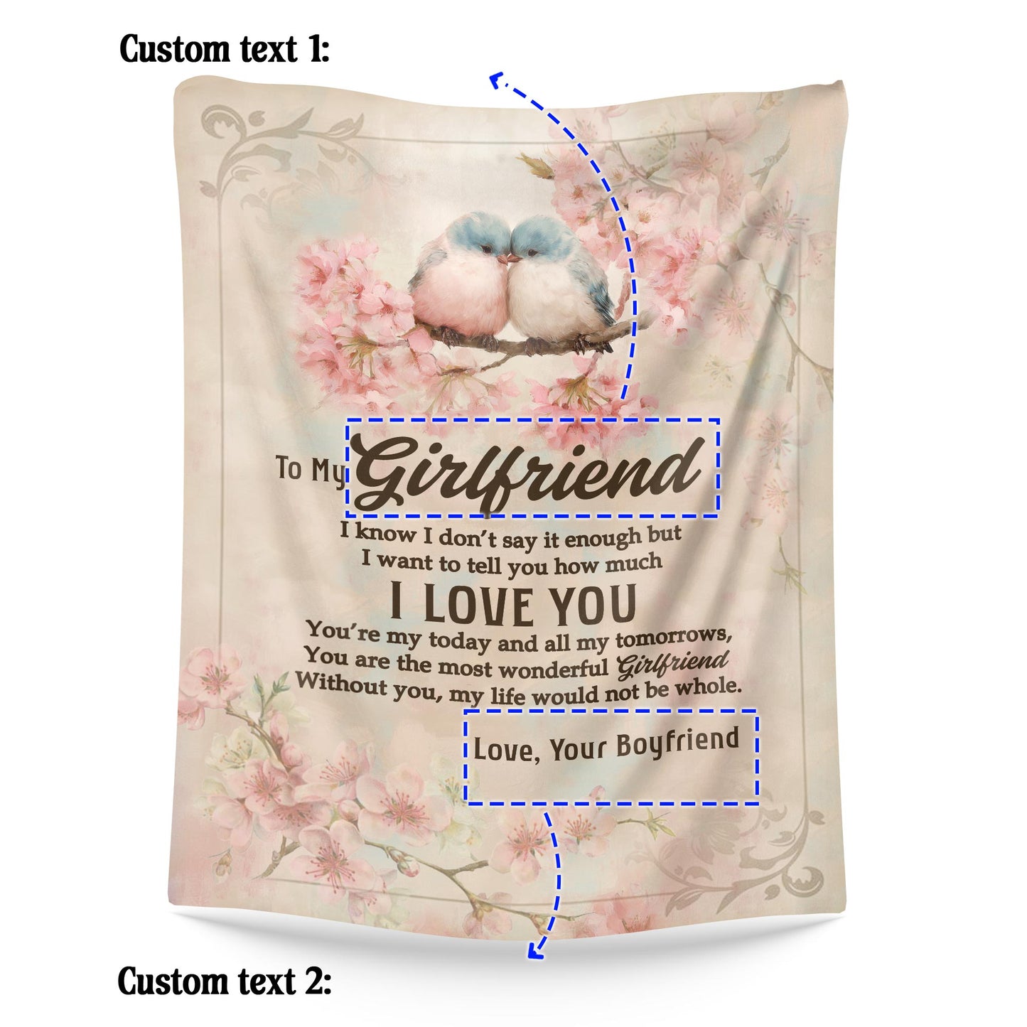 Netecom Personalized To My Girlfriend Blanket from Boyfriend, I Love You Throw Blanket for Couch, Bed or Sofa, Ultra Soft Warm, Birthday Gift for Girlfriend, Christmas, Valentine’s Day, Anniversary