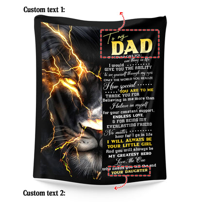 Netecom Personalized To My Dad Blanket from Daughter and Son, Fierce Lion Throw Blanket for Couch, Bed or Sofa, Ultra Soft Warm, Birthday Gifts for Dad, Christmas, Father’s Day or Anniversary