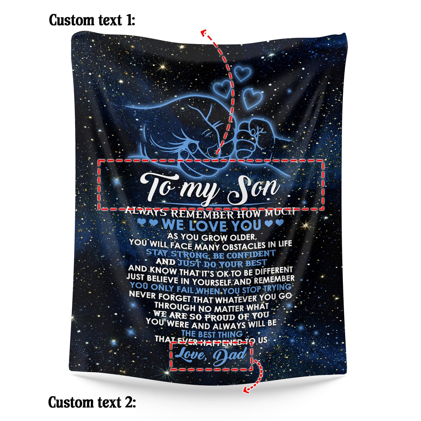 Netecom Personalized To My Son Blanket from Dad, Ultra Soft Warm Cozy Fuzzy Plush Throw Blanket for Couch, Bed or Sofa, Birthday Gifts for Son, Present for Christmas, Graduation