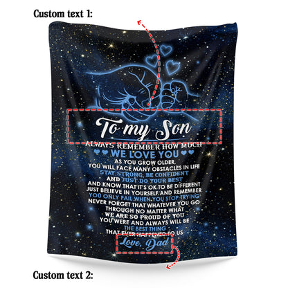 Netecom Personalized To My Son Blanket from Dad, Ultra Soft Warm Cozy Fuzzy Plush Throw Blanket for Couch, Bed or Sofa, Birthday Gifts for Son, Present for Christmas, Graduation