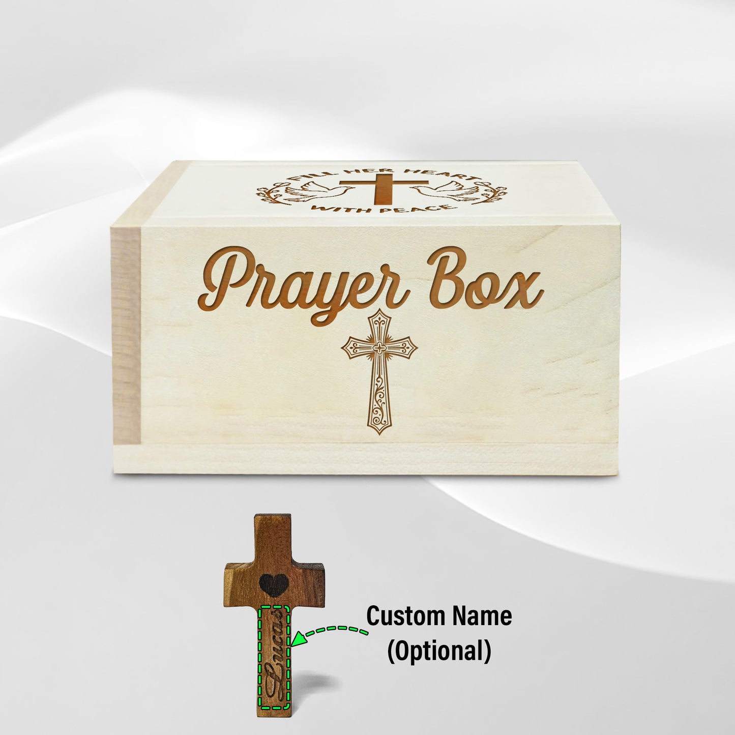 Netecom Prayer Box for Mom with 100 Prayer Request Cards & Wooden Cross – Christian Faith Gift from Daughter or Son, Meaningful Religious Keepsake