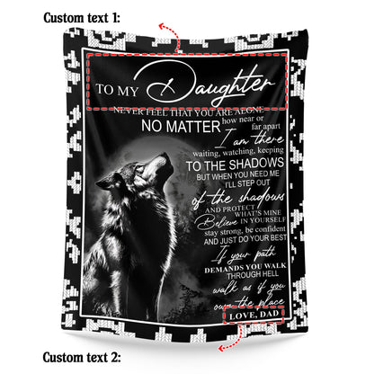 Netecom Personalized To My Daughter Blanket from Dad and Mom, Black White Wolf Throw Blanket for Couch, Bed or Sofa, Ultra Soft Warm, Birthday Gift for Daughter, Christmas or Anniversary