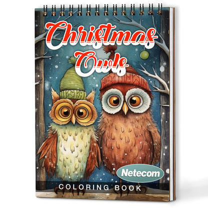 Netecom Christmas Owls Coloring Book For Adults