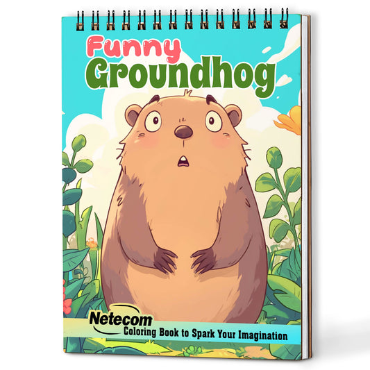 Netecom Funny Groundhog Coloring Book For Adults