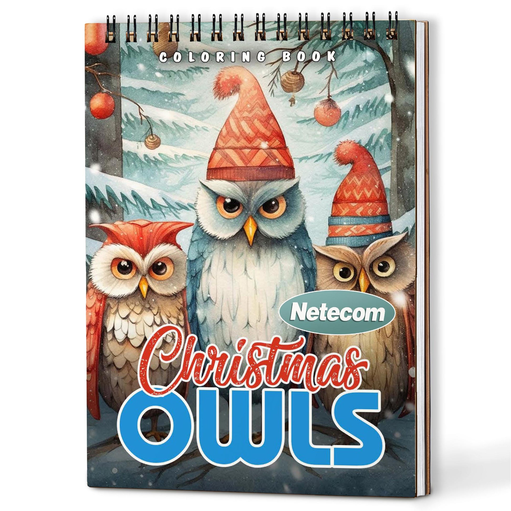 Netecom Christmas Owls Coloring Book For Adults