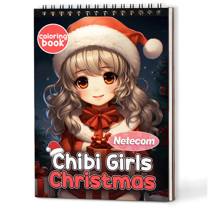 Netecom Chibi Girls Christmas Coloring Book For Adults