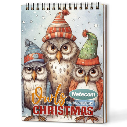 Netecom Christmas Owls Coloring Book For Adults