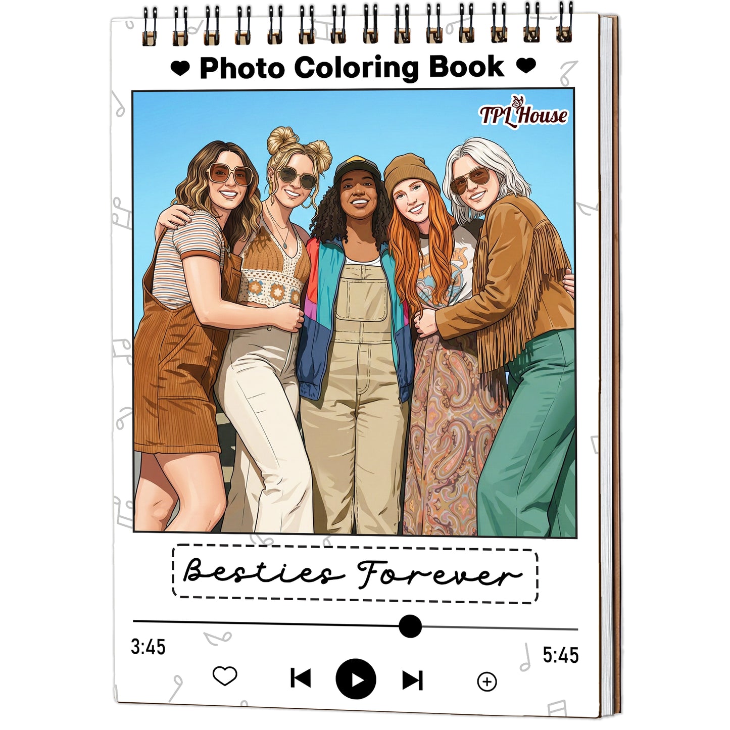 Custom Photo Coloring Book for Besties, Personalized Best Friend Memory Gift