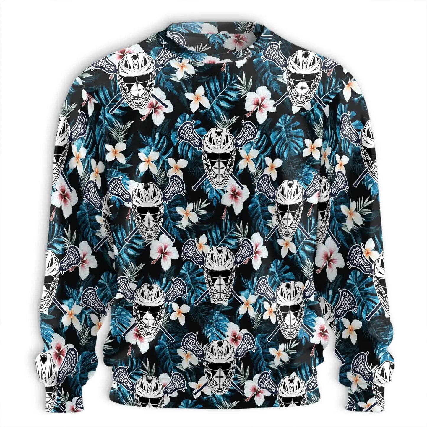 Lacrosse Tropical Floral Sweatshirt, 3D All Over Print Flower Sports Crewneck Pullover for Men Women, Lacrosse Player Gift - Netecom