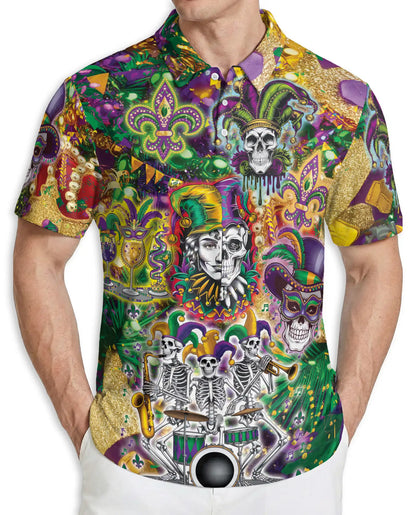 Mardi Gras Skull Jester Hawaiian Polo Shirt | Netecom