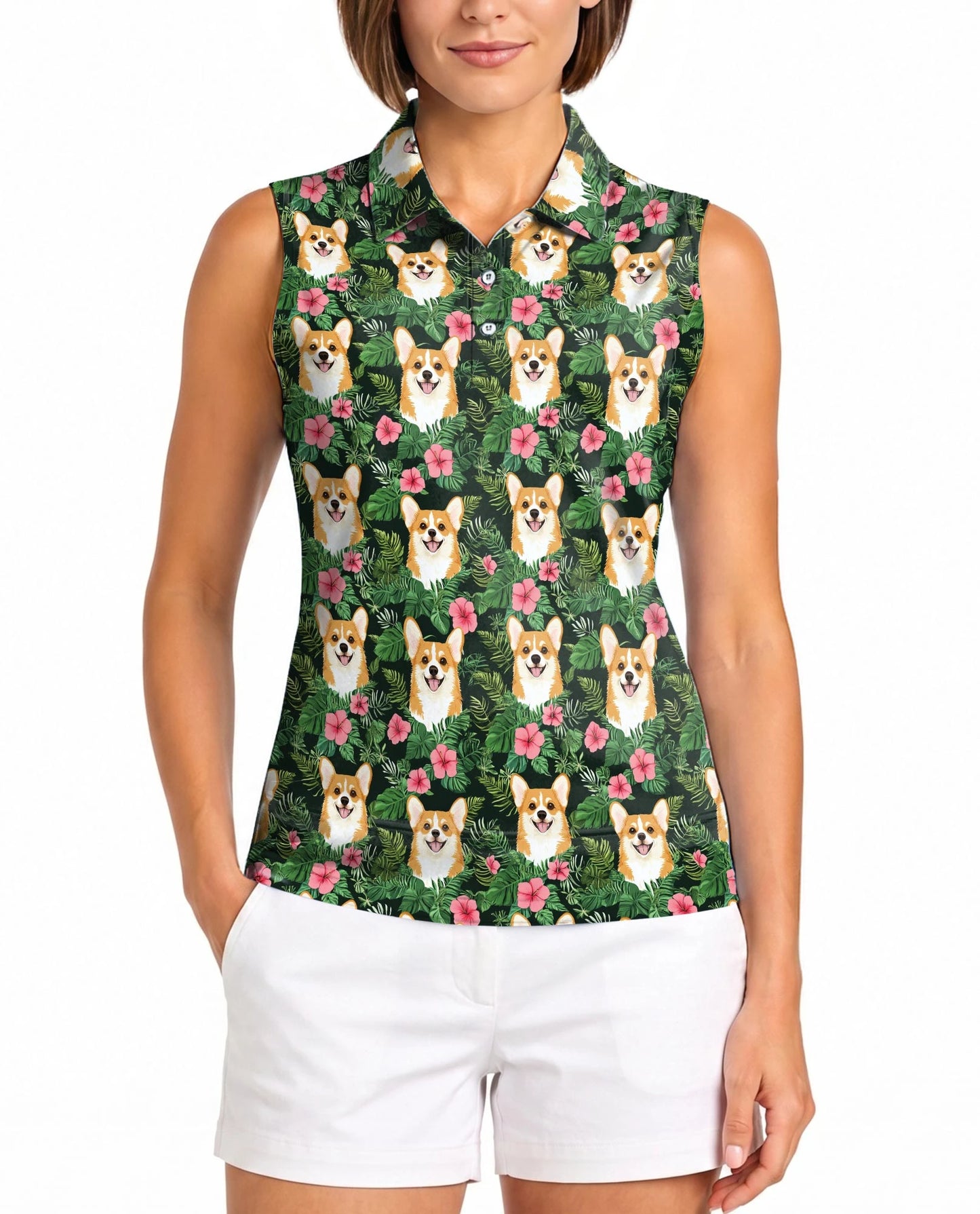 Corgi Love Flower Beach Shirt for Women | Netecom