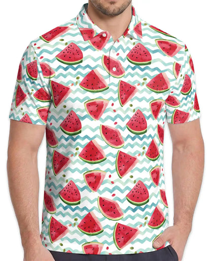 Watermelon Polo Shirt - Summer Fruit Beach Vibes Style | Netecom