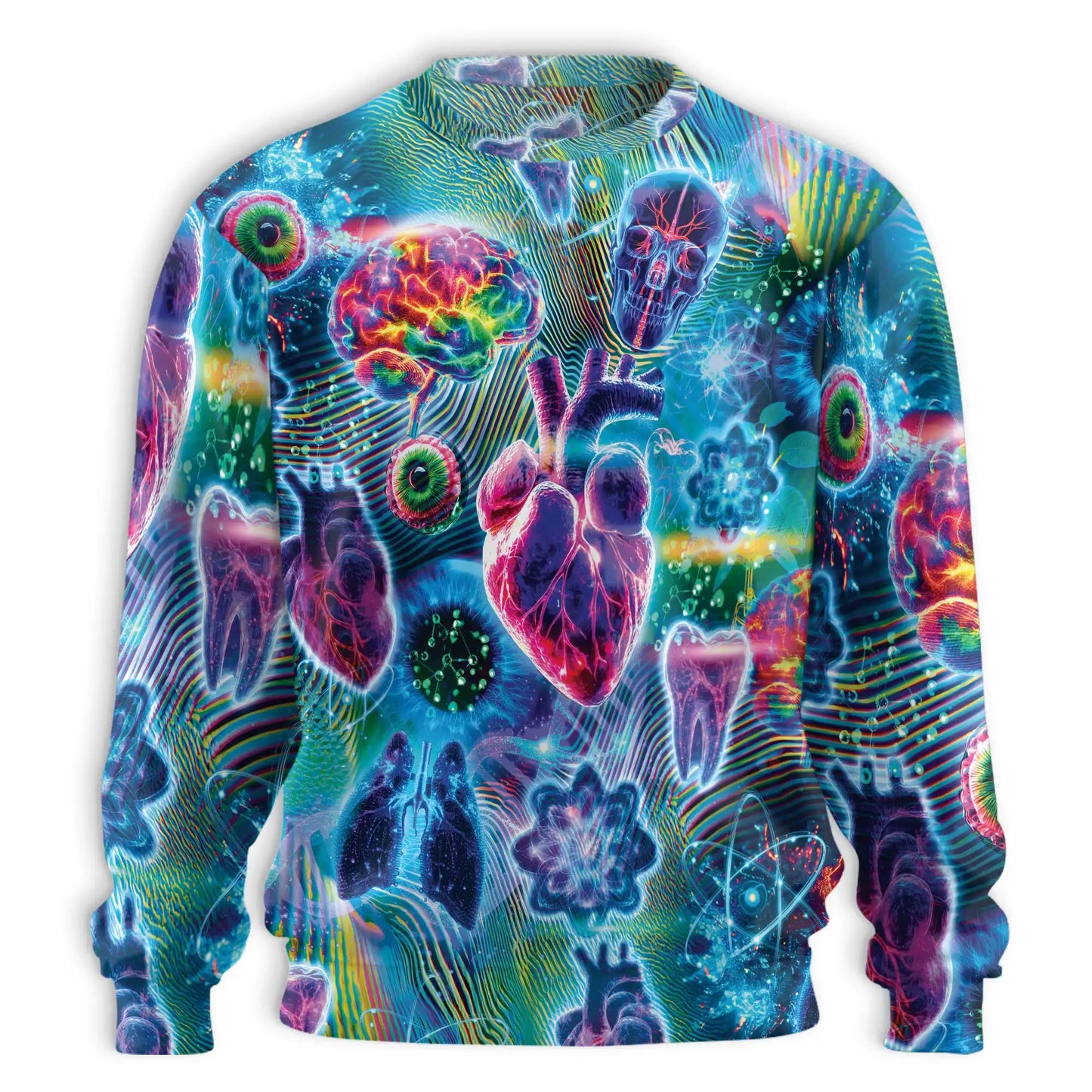 Biology Neon Sweatshirt, 3D All Over Print Science DNA Crewneck Pullover for Men Women, Biology Lover Gift - Netecom