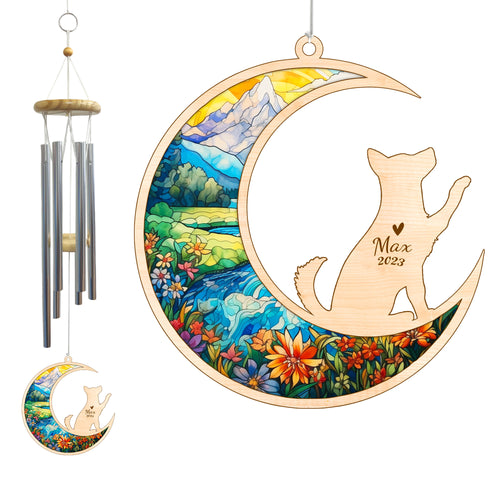Netecom Husky Dog Wind Chimes Memorial, Personalized Pet Memorial Wind Chimes for Dog Suncatcher, Dog Loss Memorial Ornament, Loss of Pet Sympathy Gift, Remembrance Windchime Outside Garden Decor
