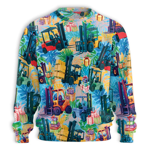 Forklift Truck Sweatshirt, 3D All Over Print Industrial Vehicle Crewneck Pullover for Men Women, Forklift Operator Gift - Netecom