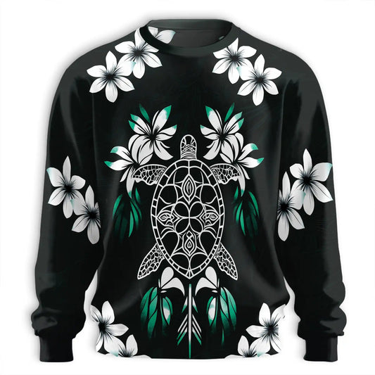 Green Turtle Sweatshirt, 3D All Over Print Sea Turtle Ocean Crewneck Pullover for Men Women, Turtle Lover Gift - Netecom