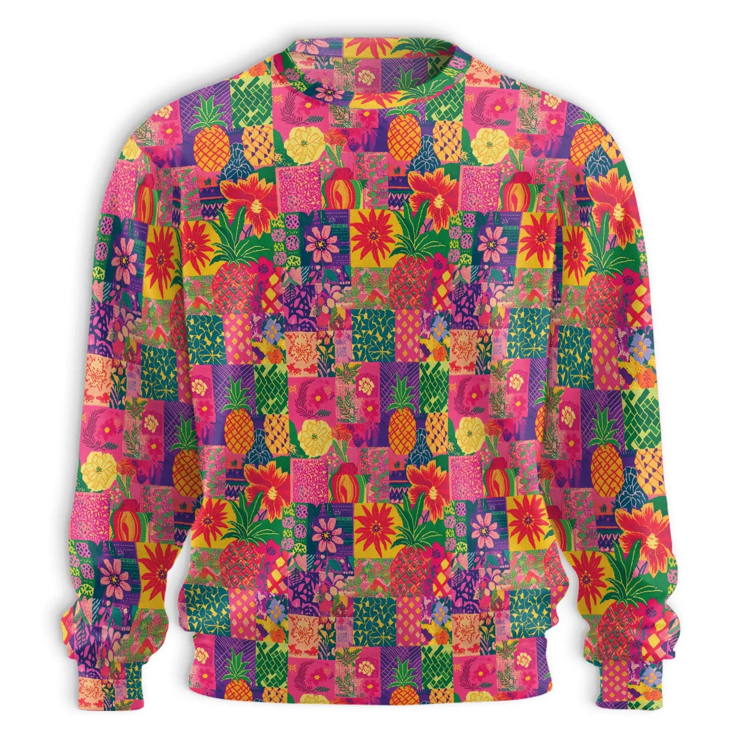 Pineapple Colorful Sweatshirt, 3D All Over Print Tropical Fruit Crewneck Pullover for Men Women, Pineapple Lover Gift - Netecom