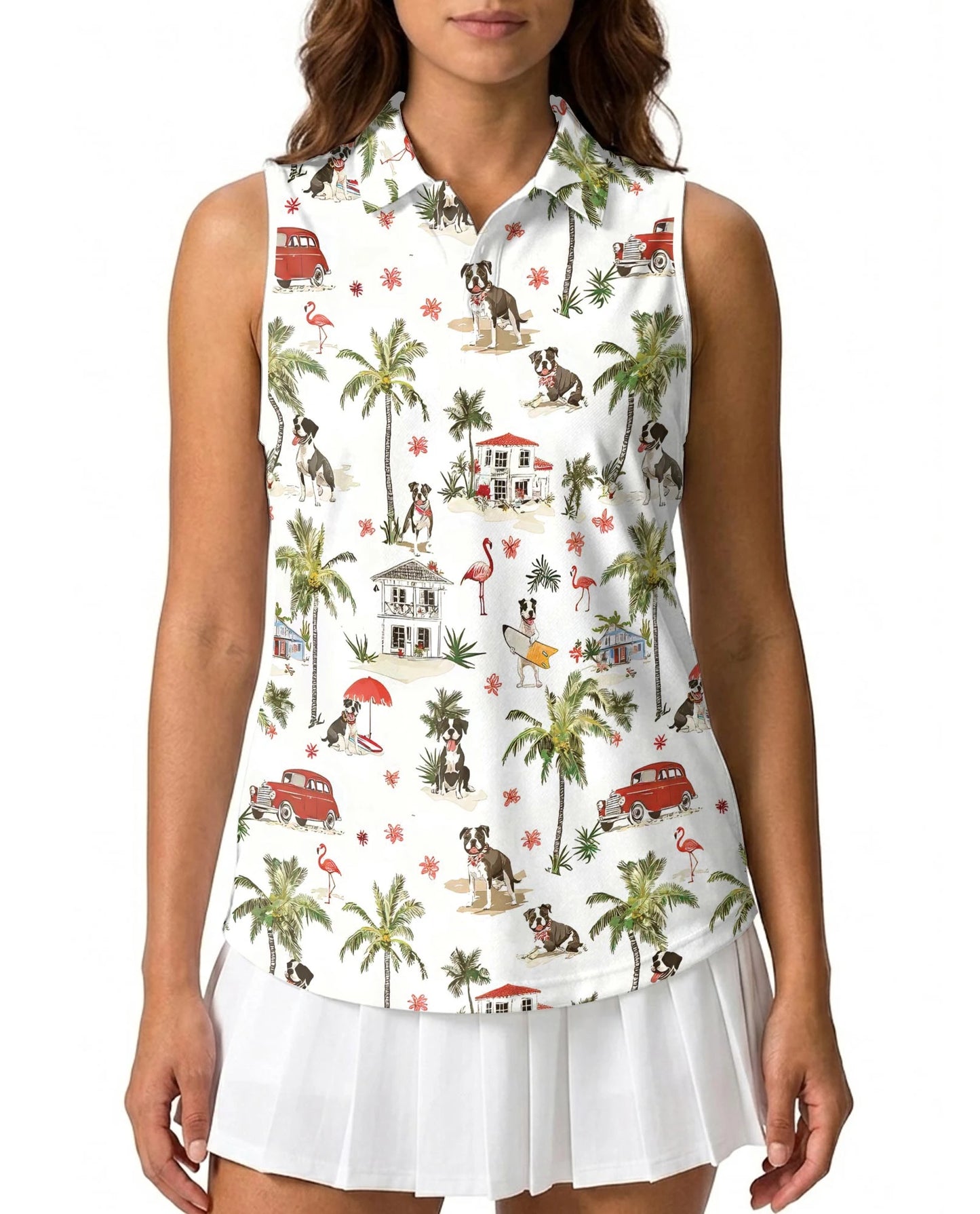 Staffordshire Bull Terrier Sleeveless Polo Shirt for Women – Dog Lover Style | Netecom