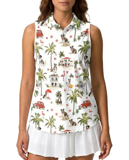 Staffordshire Bull Terrier Sleeveless Polo Shirt for Women – Dog Lover Style | Netecom