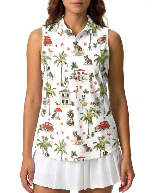 Staffordshire Bull Terrier Sleeveless Polo Shirt for Women – Dog Lover Style | Netecom
