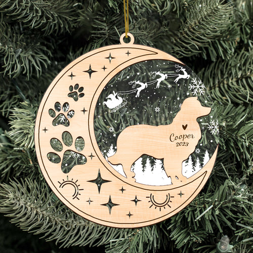 Netecom Border Collie Dog Memorial Suncatcher, Personalized Border Collie Christmas Ornament with Date Name, Bereavement Gifts for Loss of Pet, Dog Death Sympathy Gifts Pet Loss Sun Catchers, Dog Grief Gift