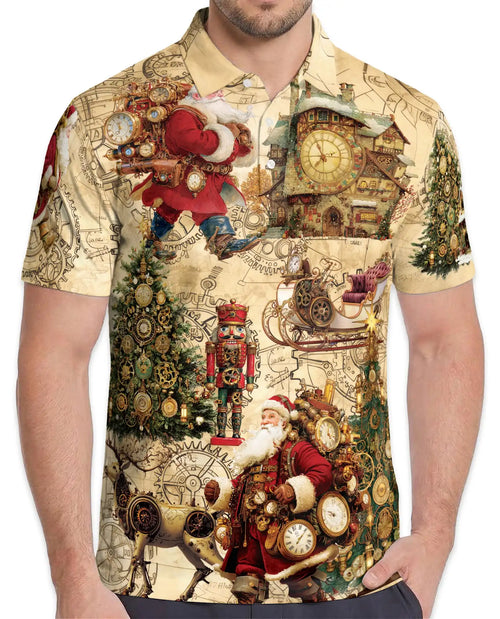 Christmas Holiday Santa Polo Shirt for Men – Festive Winter Design | Netecom