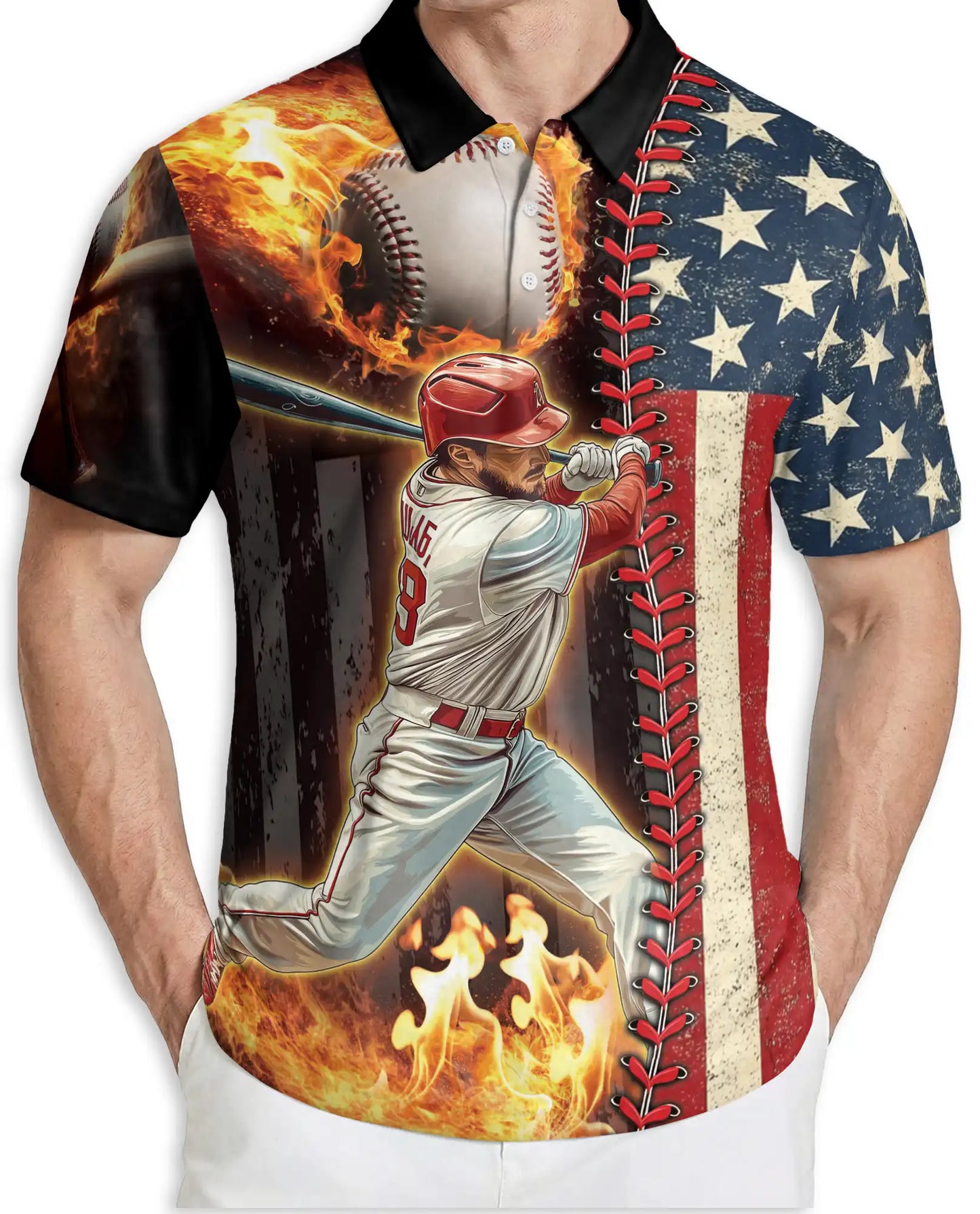 Baseball USA Flag Polo Shirt | Netecom