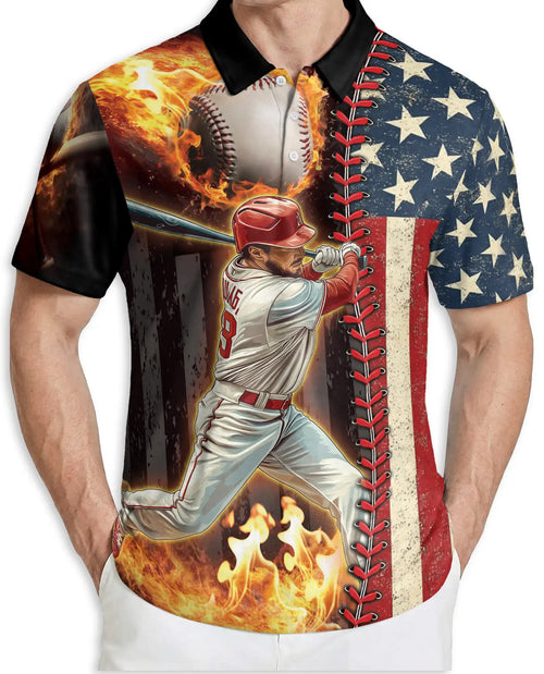 Baseball USA Flag Polo Shirt | Netecom