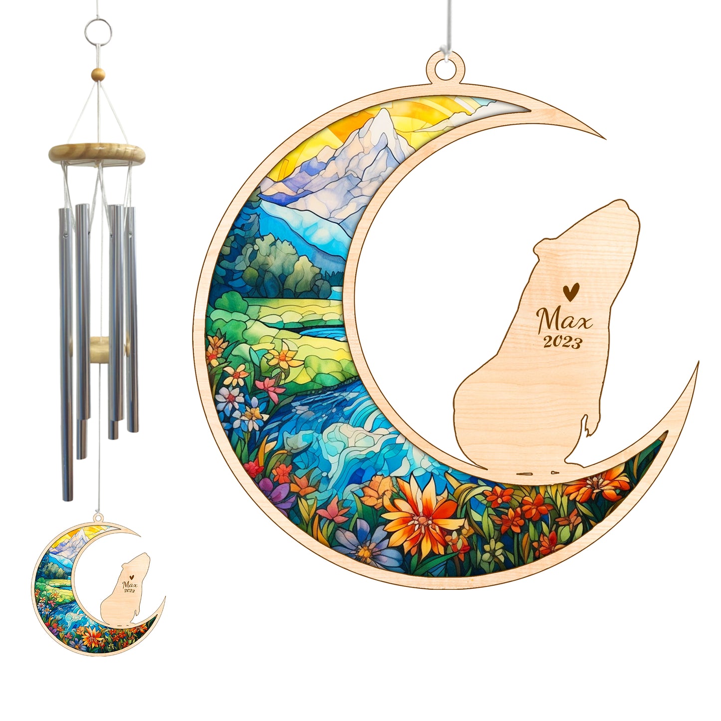 Netecom Guinea Pig Wind Chimes Memorial, Personalized Pet Memorial Wind Chimes for Guinea Pig Suncatcher, Pet Loss Memorial Ornament, Loss of Pet Sympathy Gift, Remembrance Windchime Outside Garden Decor