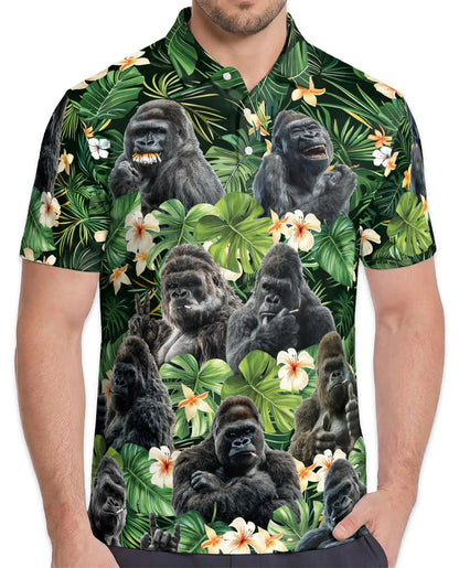 Gorilla Jungle Polo Shirt for Men – Wild Animal Print Tropical | Netecom