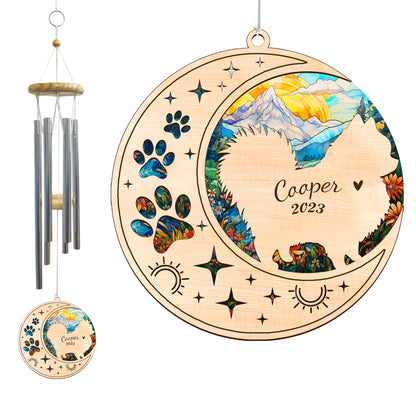 Netecom Pomeranian Dog Wind Chimes Memorial, Personalized Pet Memorial Windchime for Dog Suncatcher, Pom Dog Loss Memorial Ornament, Loss of Pet Remembrance Gift, Sympathy Pet Wind Chimes Outdoor Garden