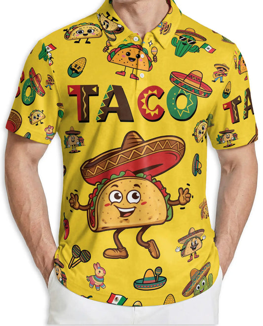Taco Fiesta 3D Polo Shirt for Men – Funny Mexican Food Style | Netecom