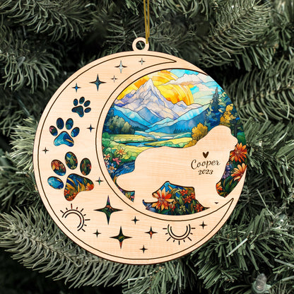 Netecom Newfoundland Dog Memorial Suncatcher, Personalized Newfoundland Christmas Ornament with Name Date Bereavement Gifts for Loss of Pet, Dog Death Sympathy Gift for Pet Loss Sun Catchers