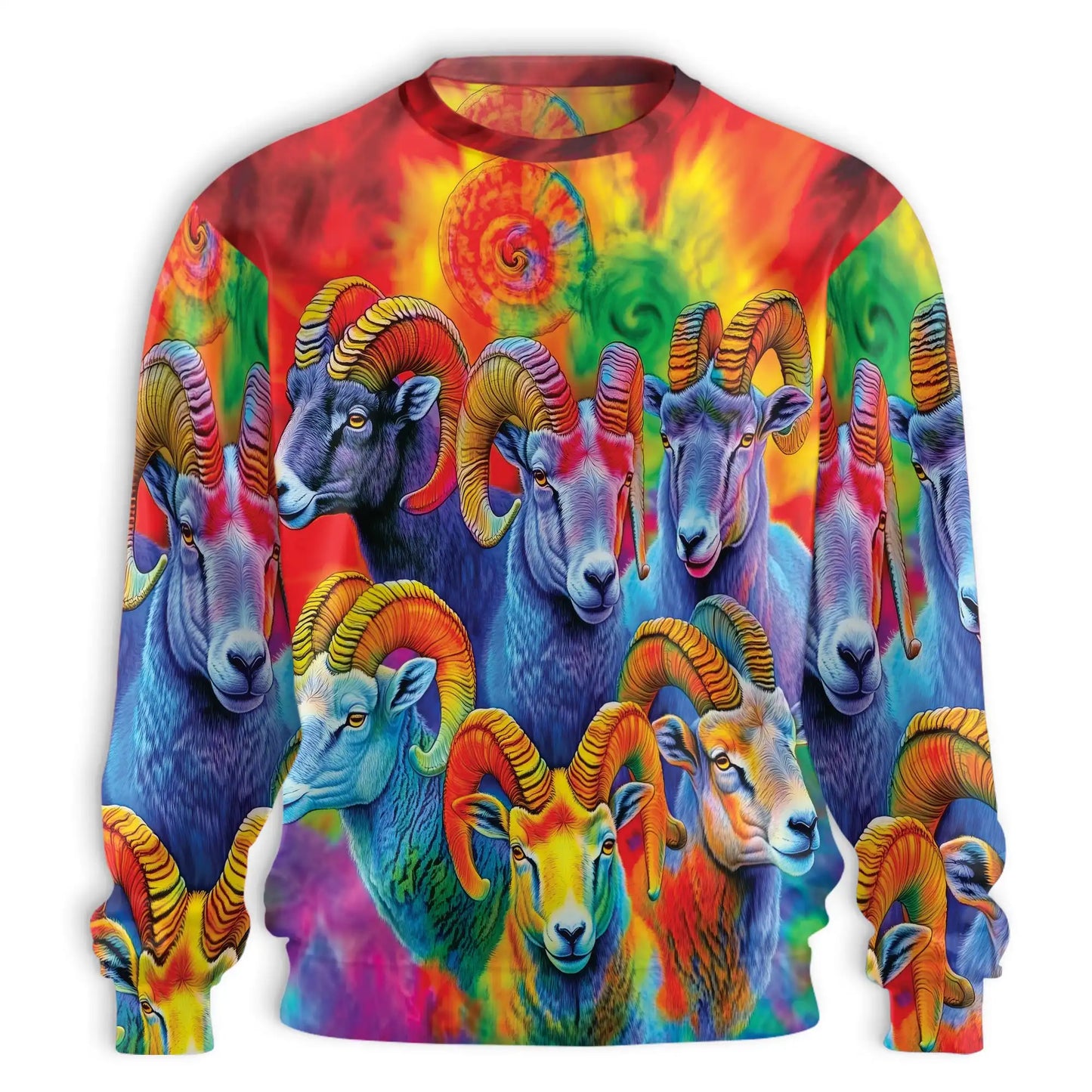 Colorful Bighorn Sheep Sweatshirt, 3D All Over Print Wildlife Mountain Crewneck Pullover for Men Women, Bighorn Sheep Lover Gift - Netecom