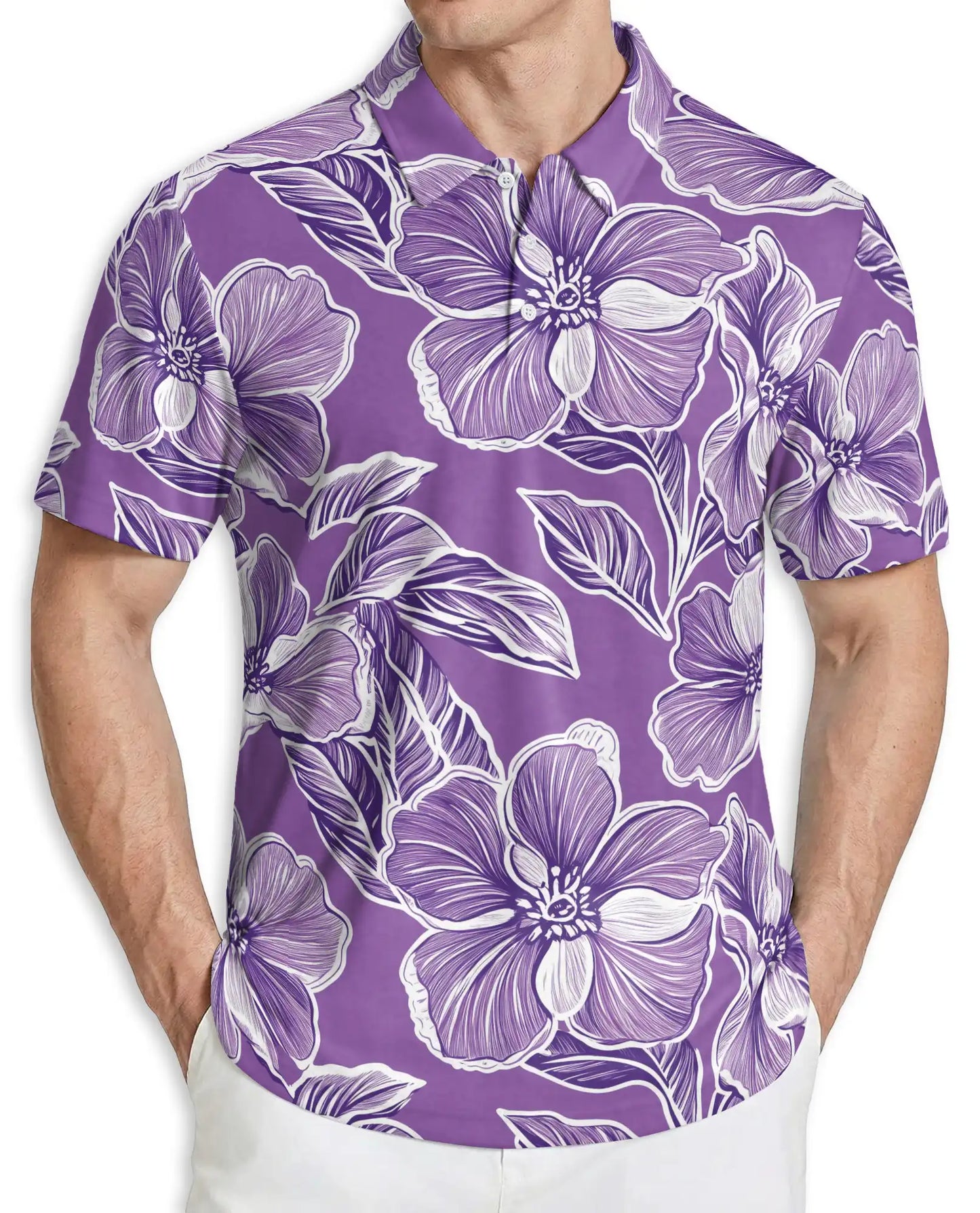 Purple Floral Polo Shirt – Elegant Summer Style | Netecom