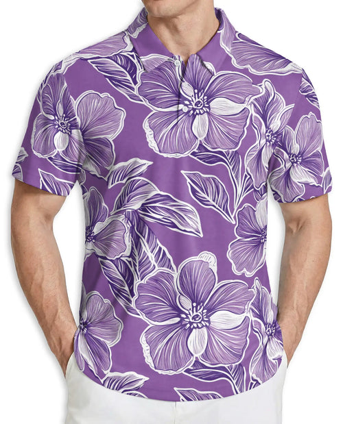 Purple Floral Polo Shirt – Elegant Summer Style | Netecom