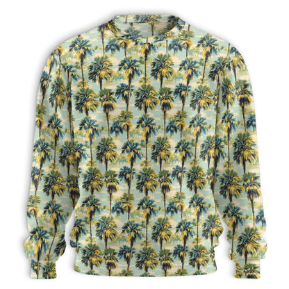 Tropical Sweatshirt, 3D All Over Print Palm Tree Beach Crewneck Pullover for Men Women, Tropical Lover Gift - Netecom