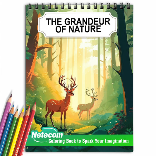 The Grandeur of Nature Spiral Bound Coloring Book, Immerse Yourself in a World of Natural Wonders and Creativity with 30 Captivating Coloring Pages for Nature and Art Lovers to Create Stunning and Imaginative Artwork