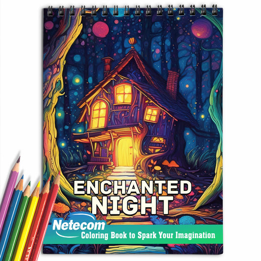 Enchanted Night Spiral Bound Coloring Book, Delve into 30 Mysterious Coloring Pages, Revealing the Secrets of the Enchanted Night in Intricate Details