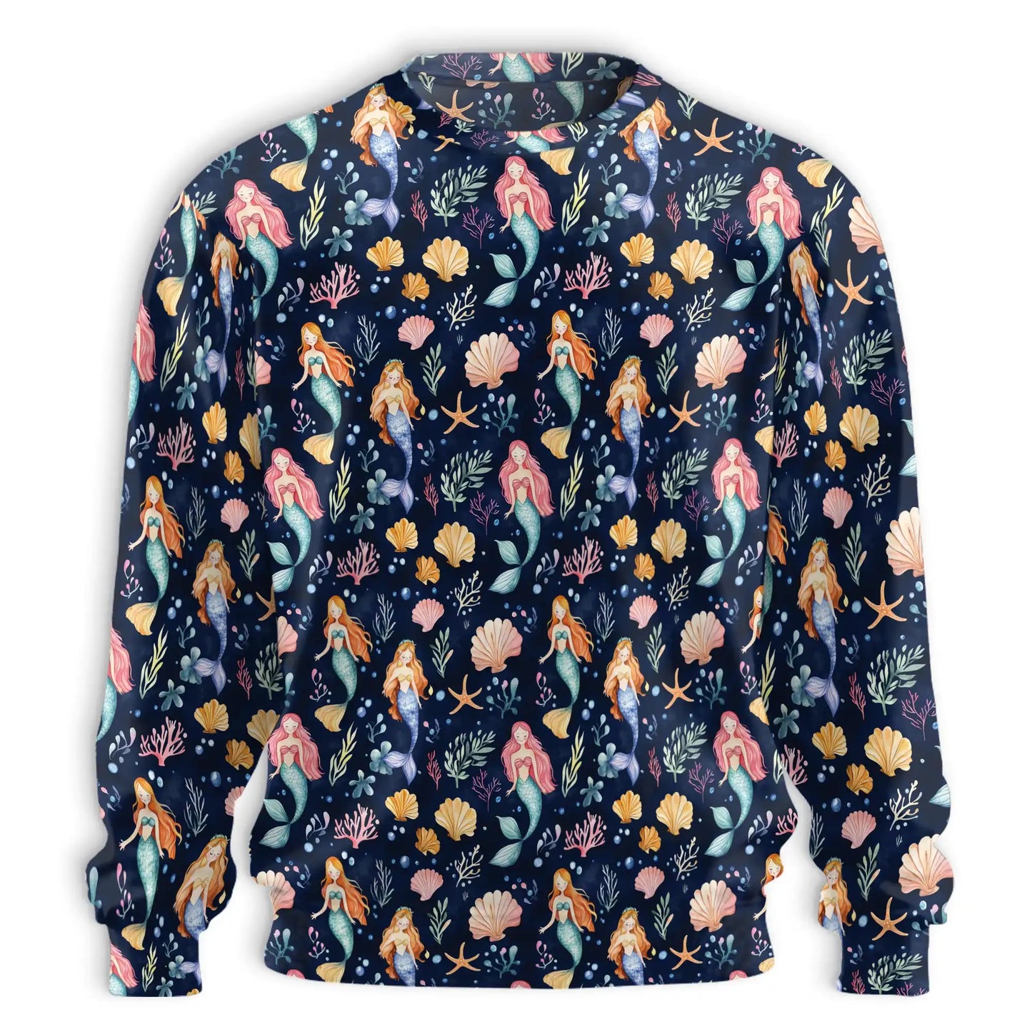Cute Mermaid Sweatshirt, 3D All Over Print Kawaii Fantasy Sea Crewneck Pullover for Men Women, Mermaid Lover Gift - Netecom