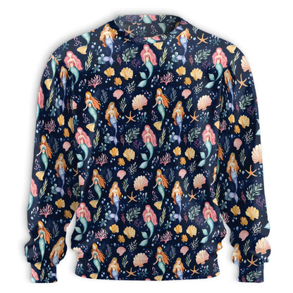Cute Mermaid Sweatshirt, 3D All Over Print Kawaii Fantasy Sea Crewneck Pullover for Men Women, Mermaid Lover Gift - Netecom