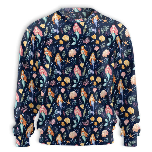 Cute Mermaid Sweatshirt, 3D All Over Print Kawaii Fantasy Sea Crewneck Pullover for Men Women, Mermaid Lover Gift - Netecom