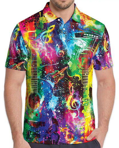 Colorful Guitar Polo Shirt – Music Lover Art Style | Netecom