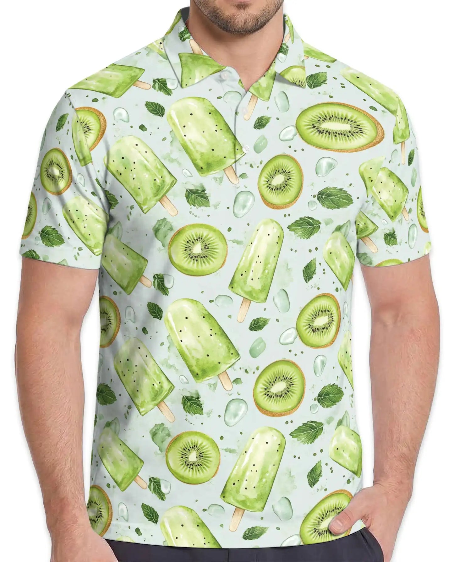 Kiwi Popsicle Polo Shirt for Men – Fresh Summer Style | Netecom