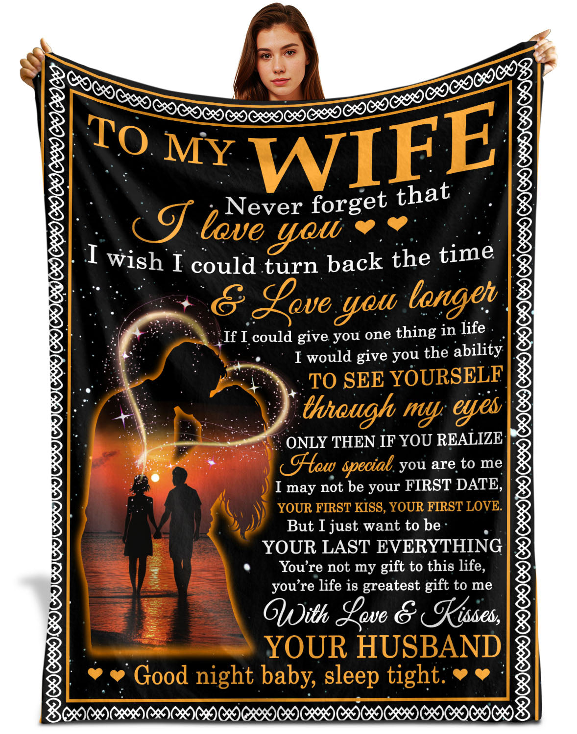 Netecom Personalized To My Wife Blanket from Husband, Custom Sunset Love Letter Throw Blanket for Couch, Bed or Sofa, Ultra Soft Warm Gift for Birthday, Anniversary and Christmas
