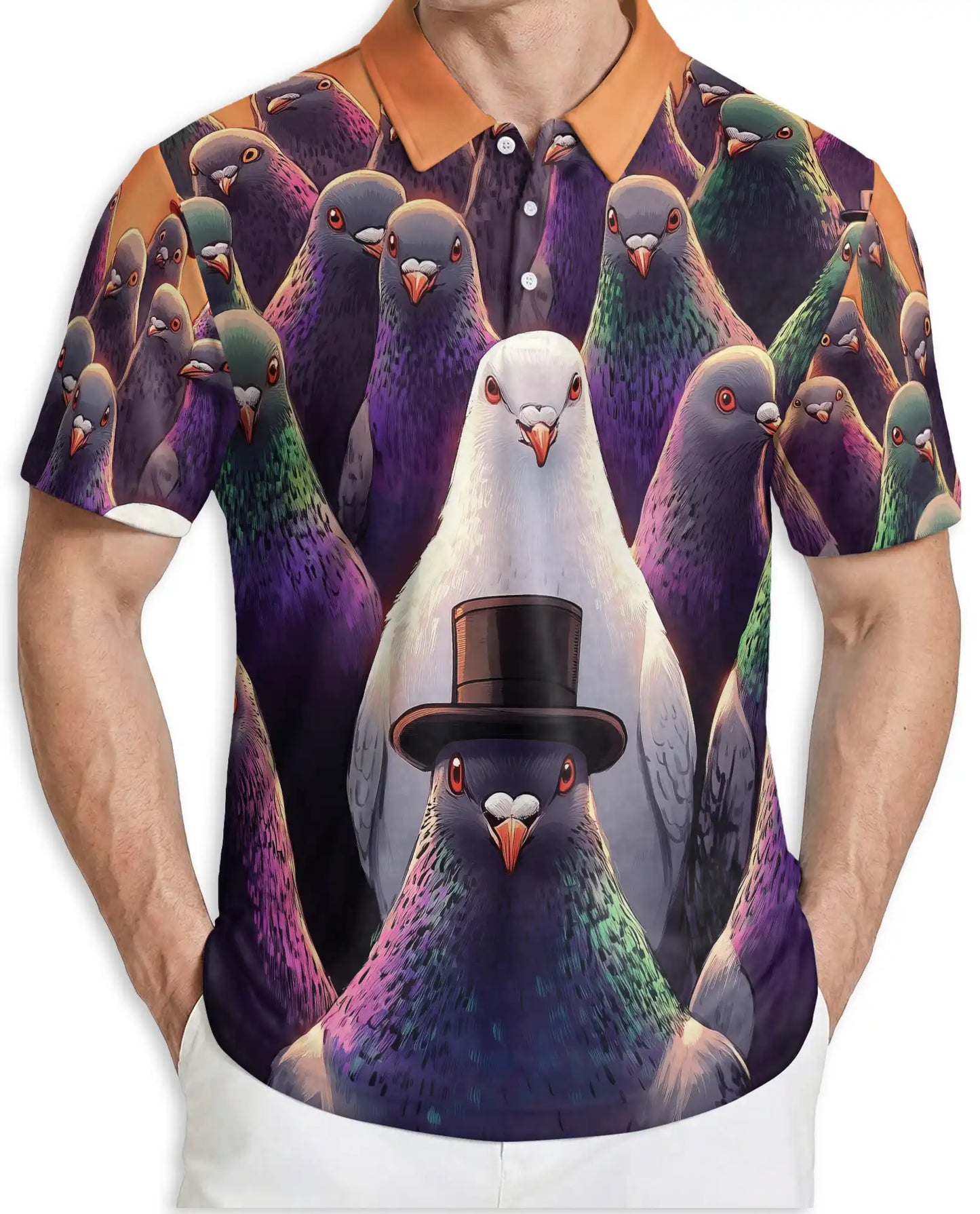 Funny Pigeon 3D Polo Shirt for Men – Cool Bird Humor Streetwear Style | Netecom