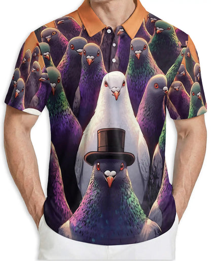 Funny Pigeon 3D Polo Shirt for Men – Cool Bird Humor Streetwear Style | Netecom