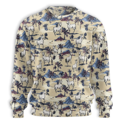 Goat Island Sweatshirt, 3D All Over Print Tropical Goat Beach Crewneck Pullover for Men Women, Goat Lover Gift - Netecom