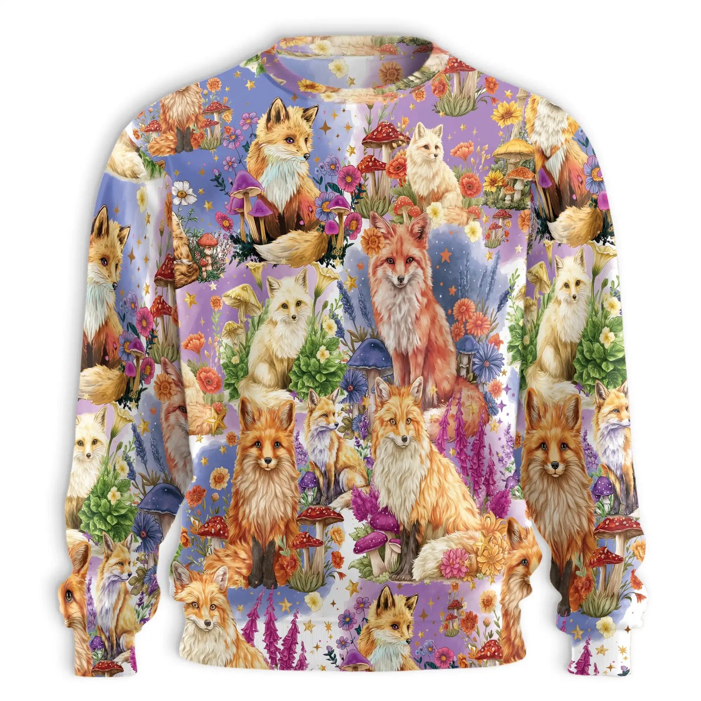 Fox Into Spring Sweatshirt, 3D All Over Print Floral Woodland Animal Crewneck Pullover for Men Women, Fox Lover Gift - Netecom