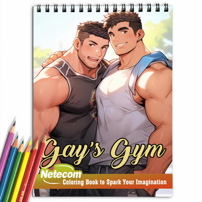 Gay's Gym Spiral Bound Coloring Book, Explore the Vibrant World of LGBTQ+ Individuals at the Gym with 30 Exquisitely Illustrated Coloring Pages.